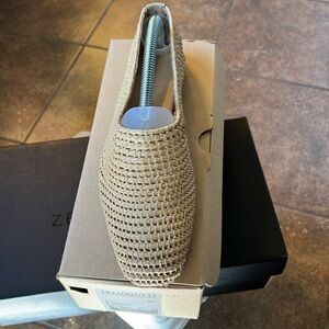 Zara Beige Woven Slip-On Flats